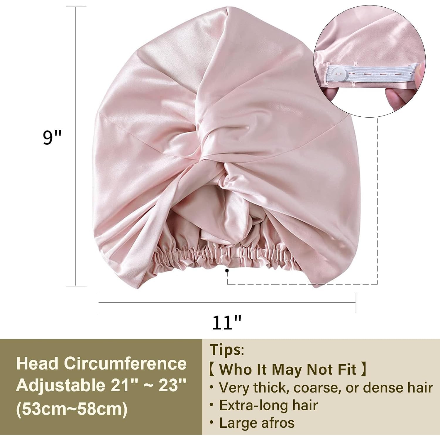 Pink 22 Momme Adjustable Mulberry Silk Bonnet: image 3