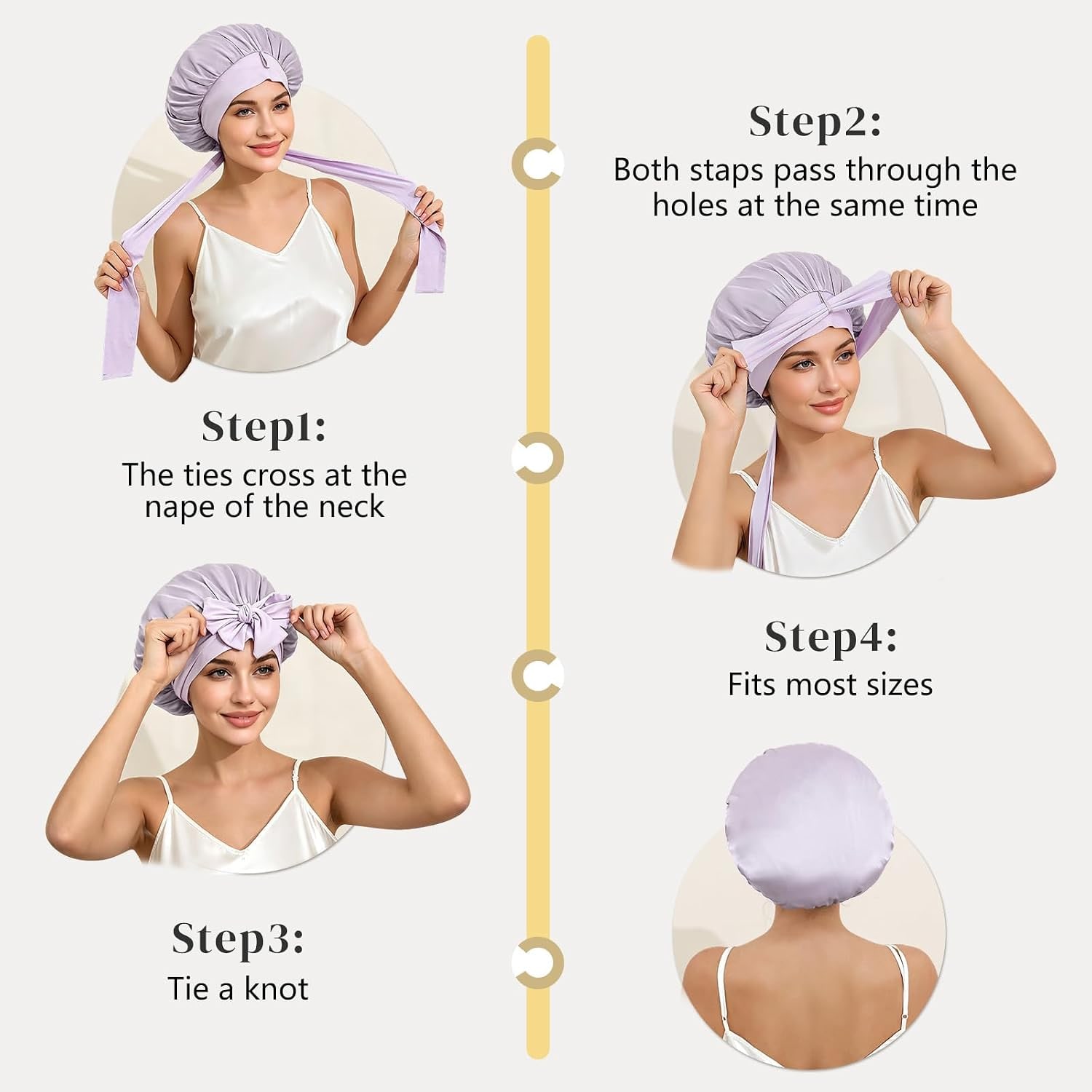 Purple Double-Layer Mulberry Silk Bonnet: image 4