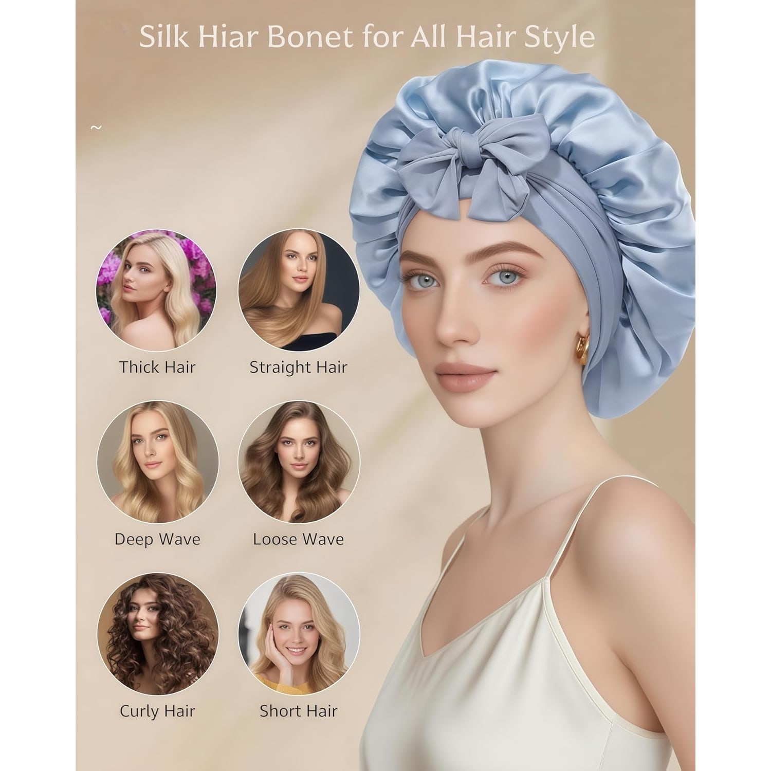 Sky Blue 22 Momme Double Layer Silk Bonnet: image 6
