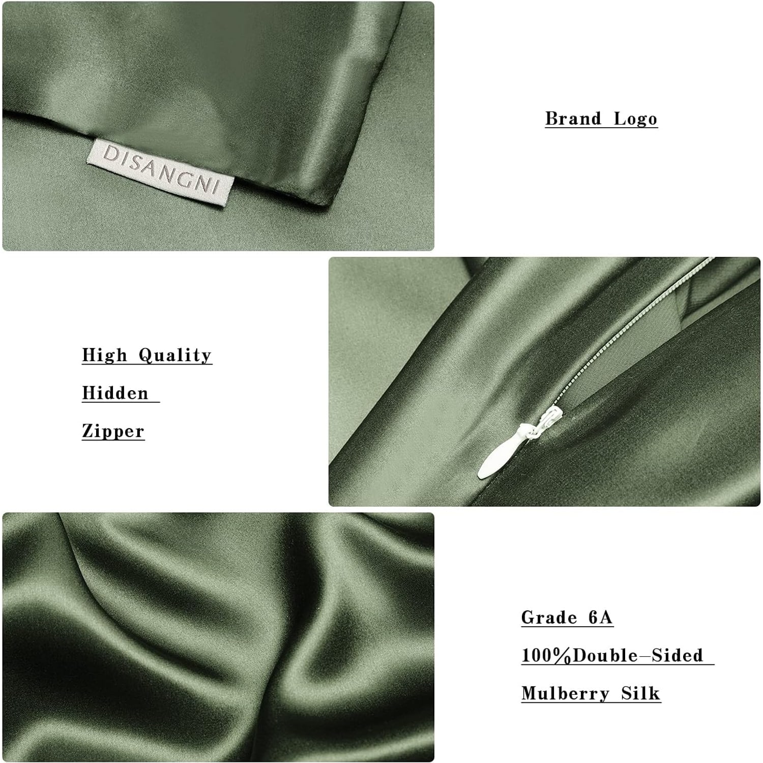 Green 22 Momme Mulberry Silk Pillowcases, King, 2 Pack: image 5