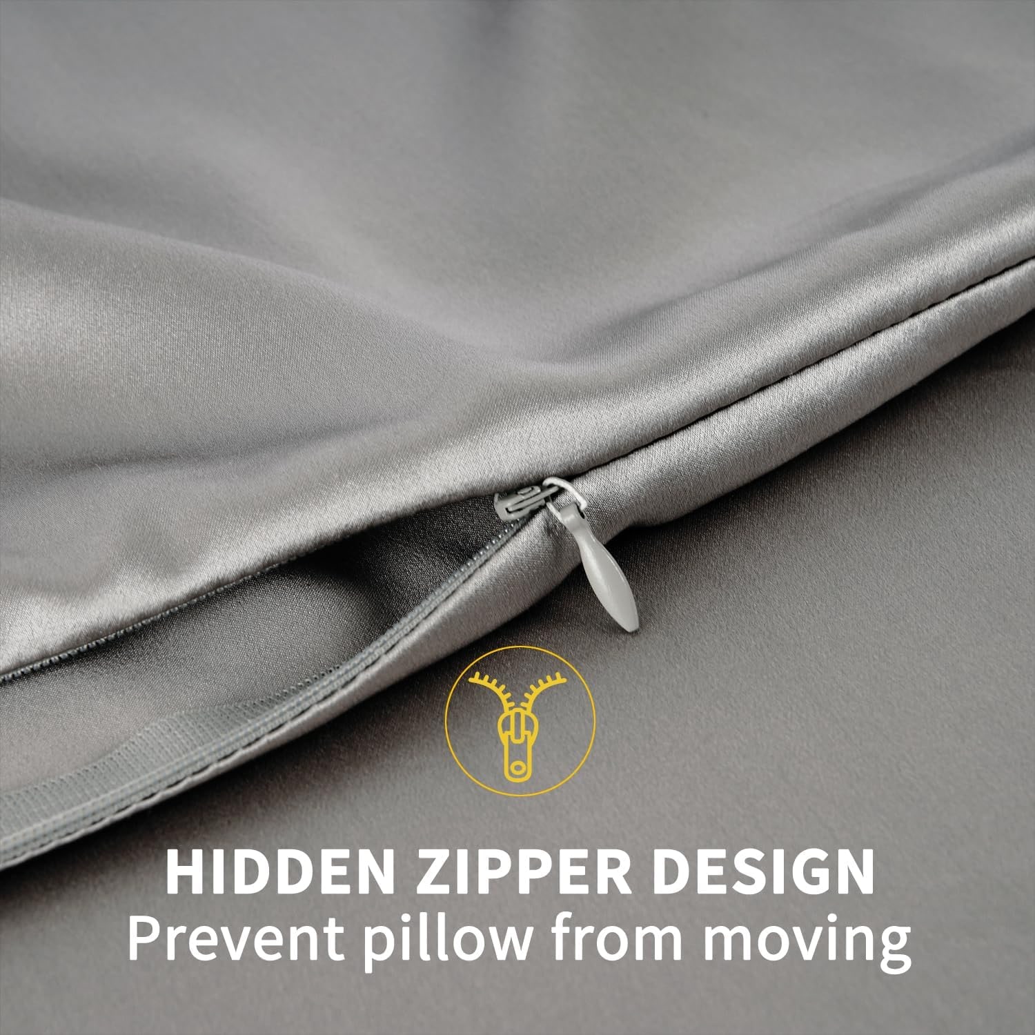 Grey Mulberry Silk Pillowcase Queen 19 Momme
