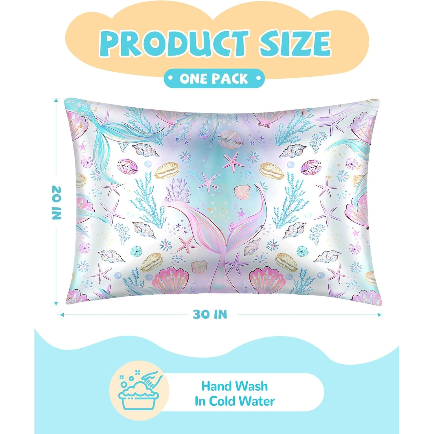 Kids Mulberry Silk Pillowcase, Fish Tail Print, Queen