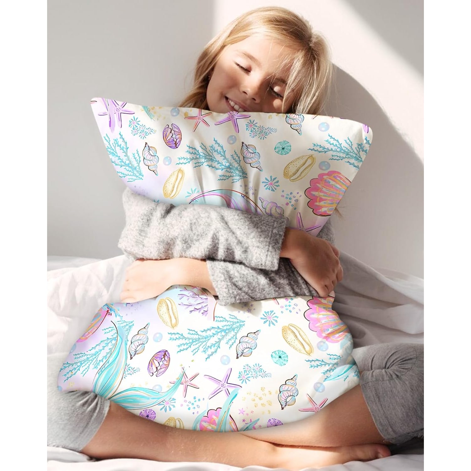 Kids Mulberry Silk Pillowcase, Fish Tail Print, Queen
