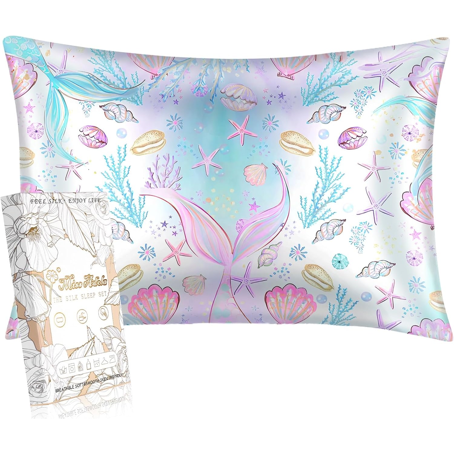 Kids Mulberry Silk Pillowcase, Fish Tail Print, Queen