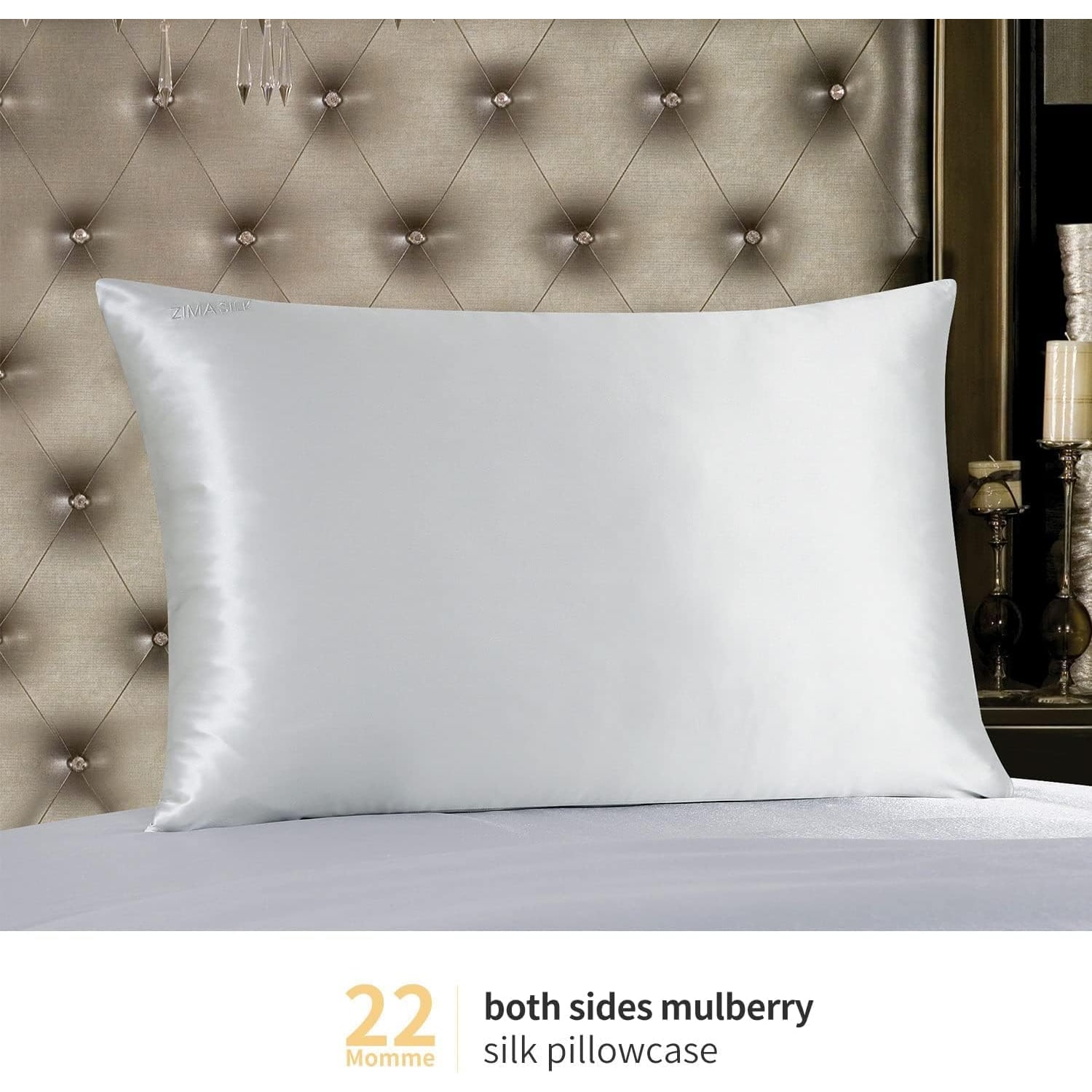 Light Grey 22 Momme Mulberry Silk Pillowcase (Queen): image 2