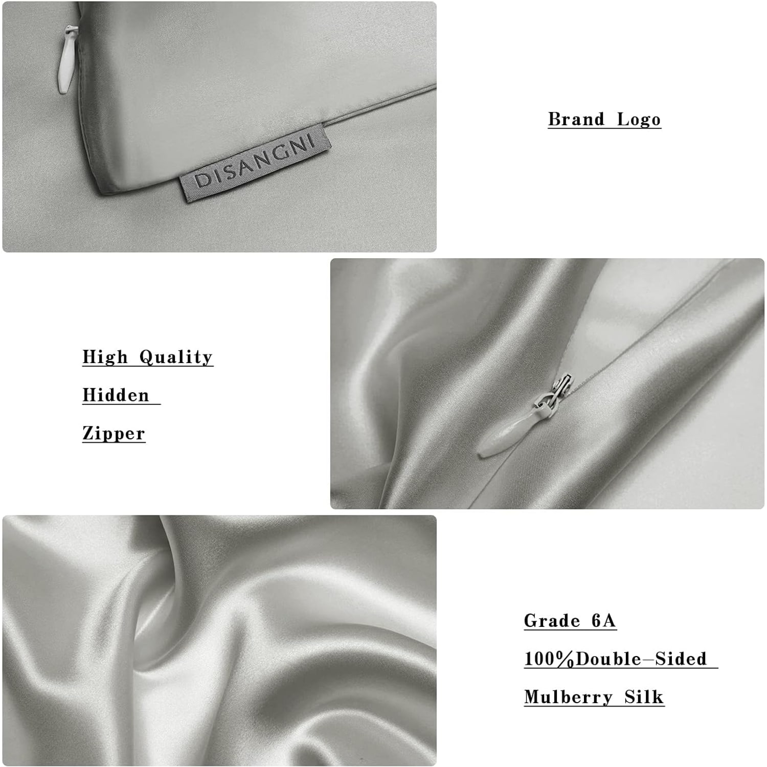 Light Grey 22 Momme Silk Pillowcases Queen 2 Pack: image 5