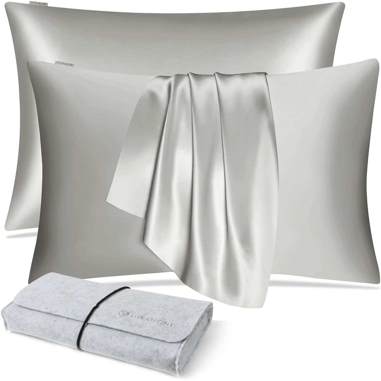 Light Grey 22 Momme Silk Pillowcases Queen 2 Pack