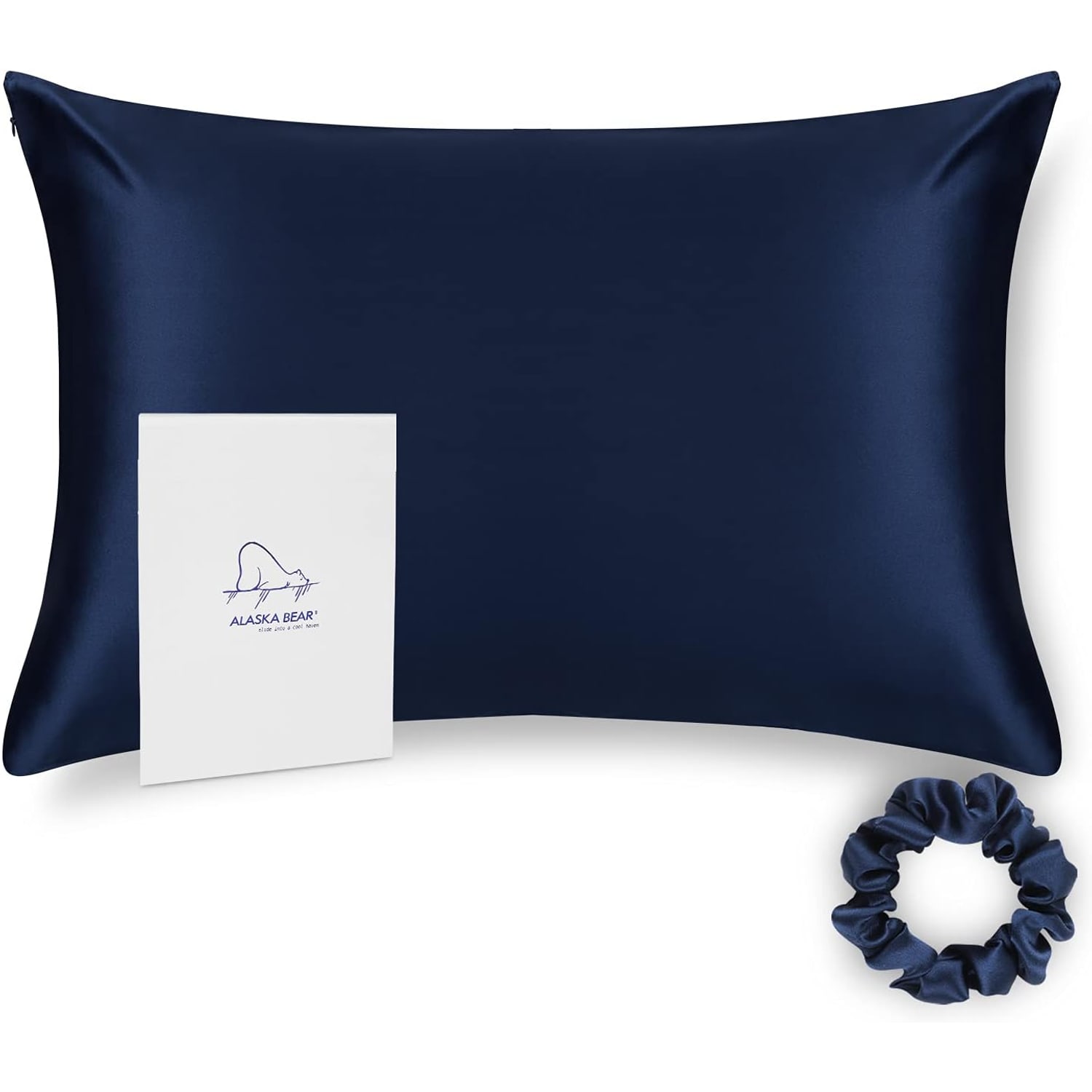 Navy Blue 19 Momme Mulberry Silk Pillowcase Queen with Hidden Zip