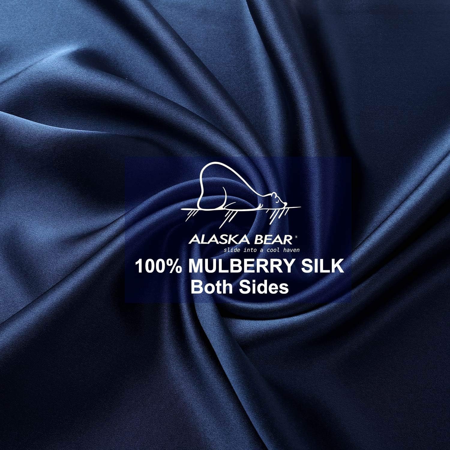 Navy Blue 19 Momme Mulberry Silk Pillowcase Queen with Hidden Zip: image 4