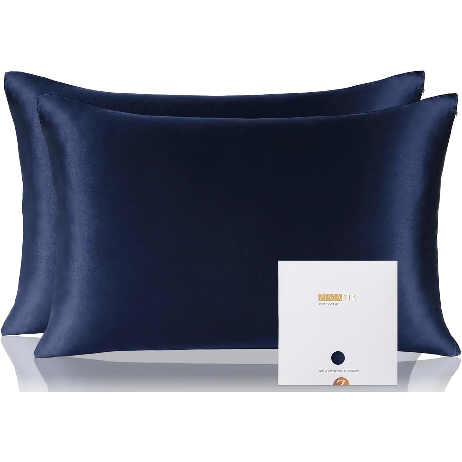 Navy Mulberry Silk Pillowcases Queen 2 Pack