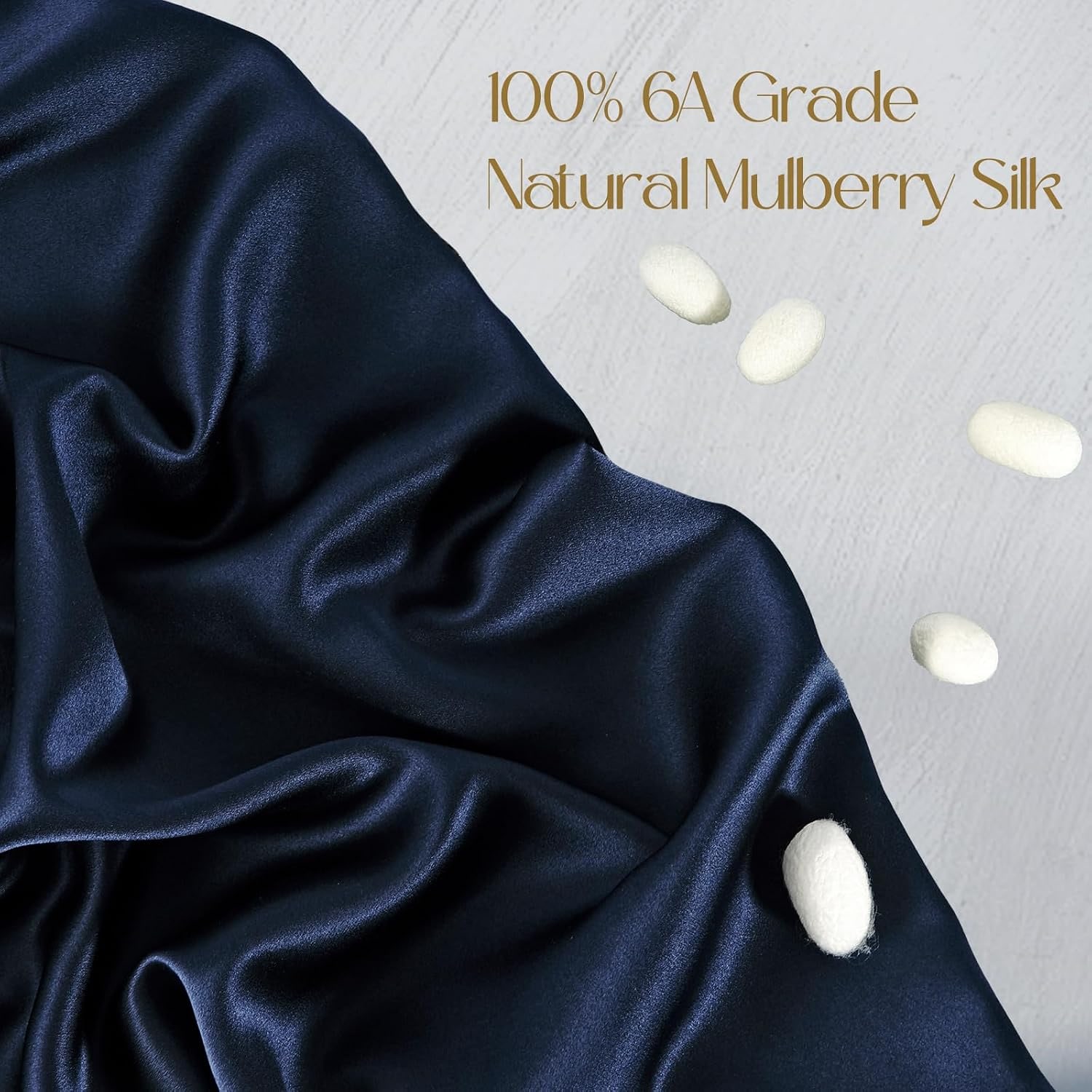 Navy Mulberry Silk Pillowcases Queen 2 Pack: image 2