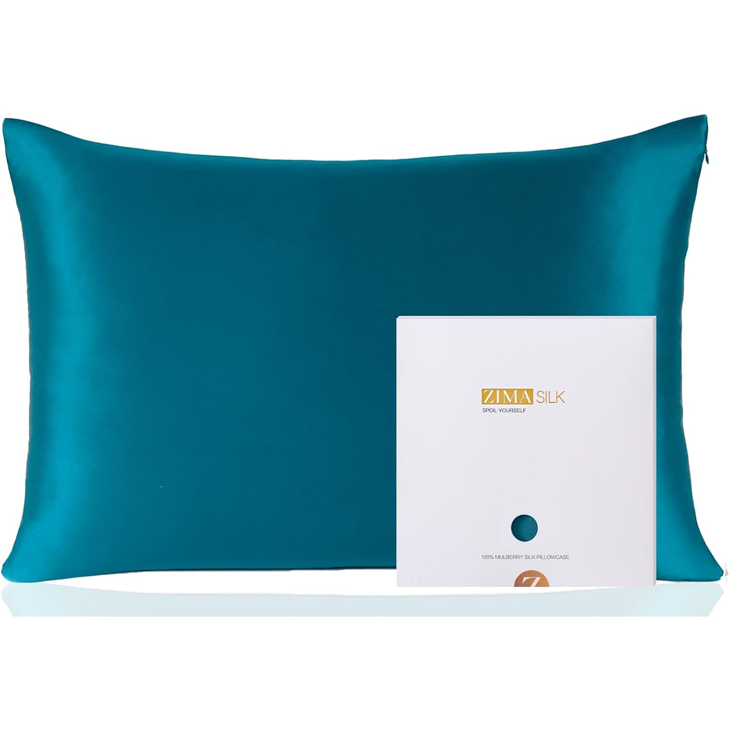 Peacock Blue Mulberry Silk Pillowcase Queen 19 Momme