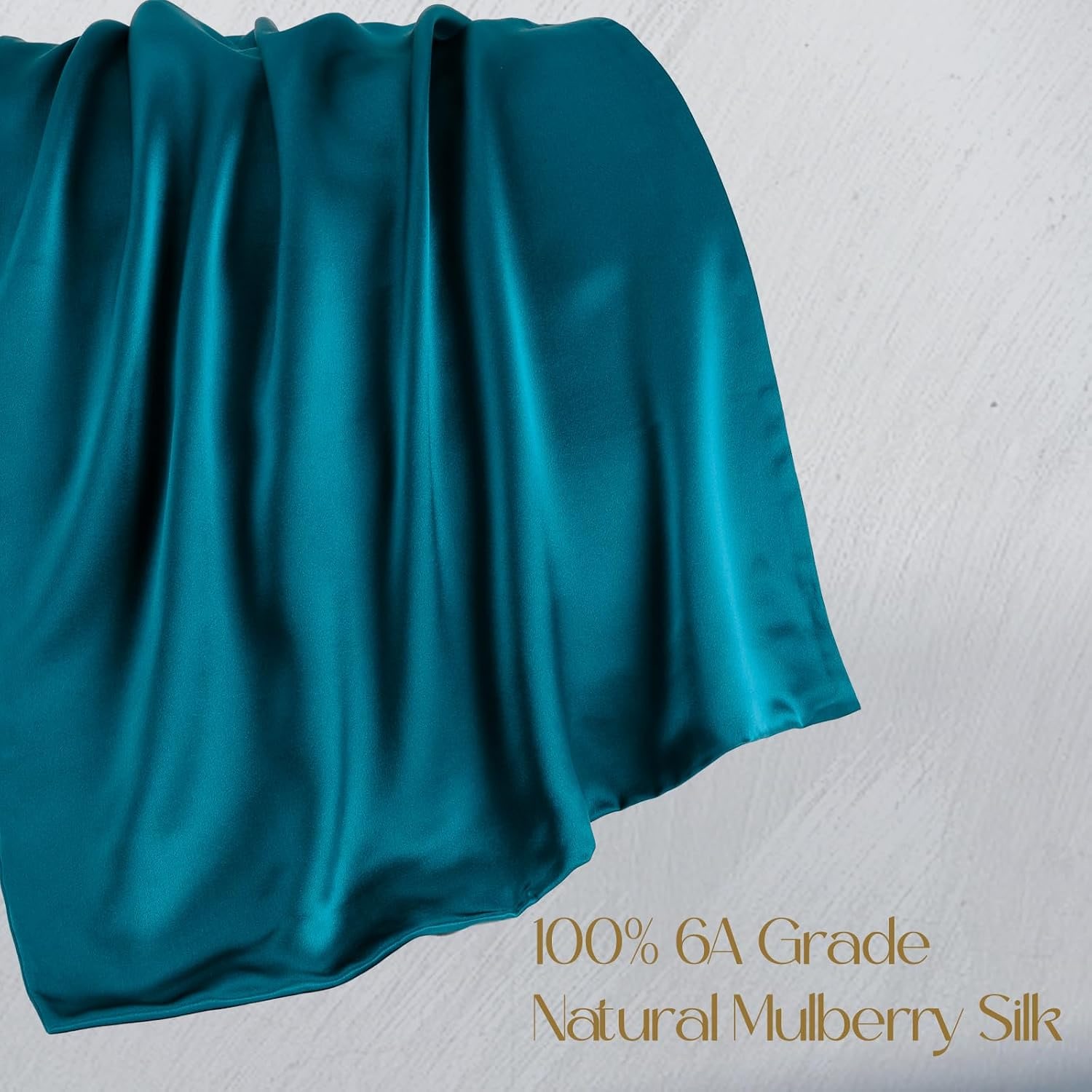 Peacock Blue Mulberry Silk Pillowcase Queen 19 Momme: image 2