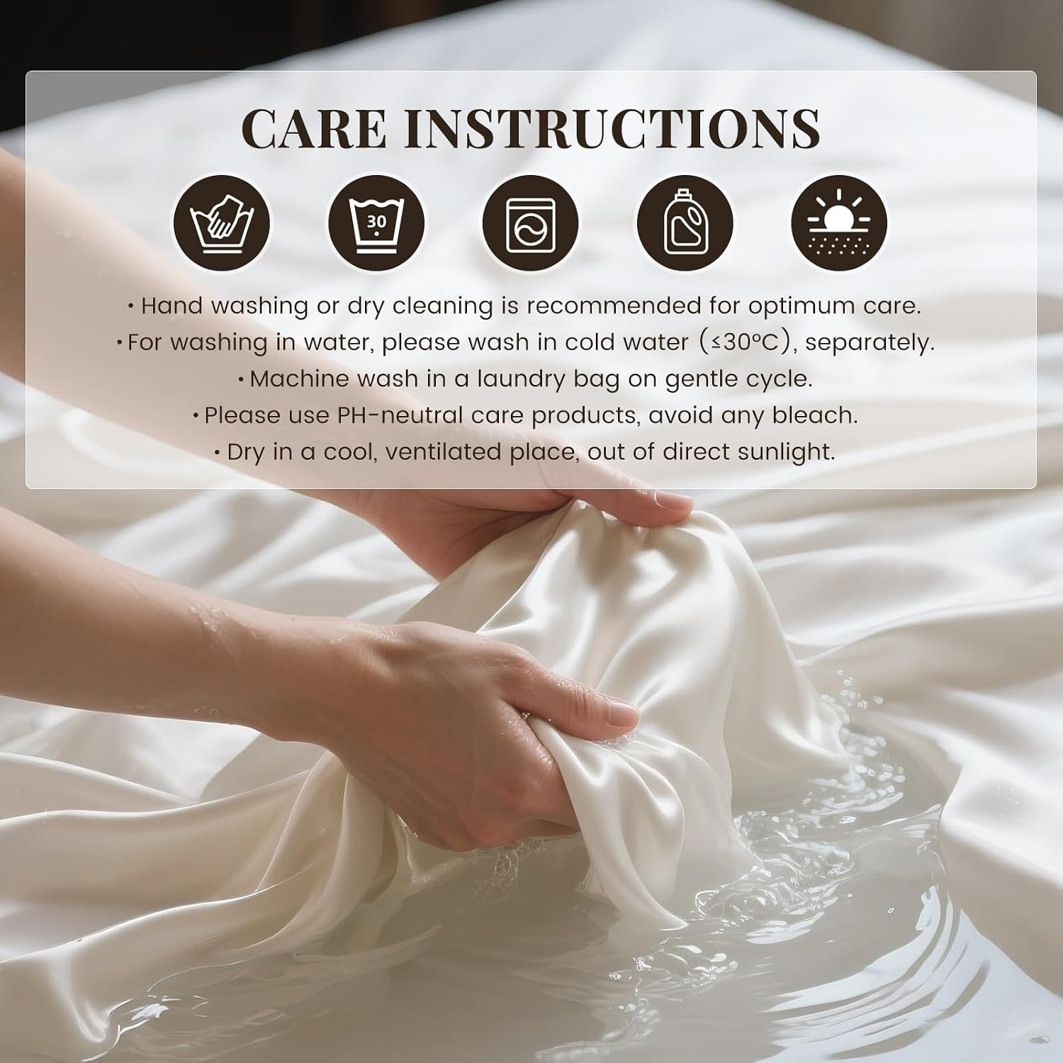 White 22 Momme Mulberry Silk Pillowcase, Standard, Hidden Zip: image 4