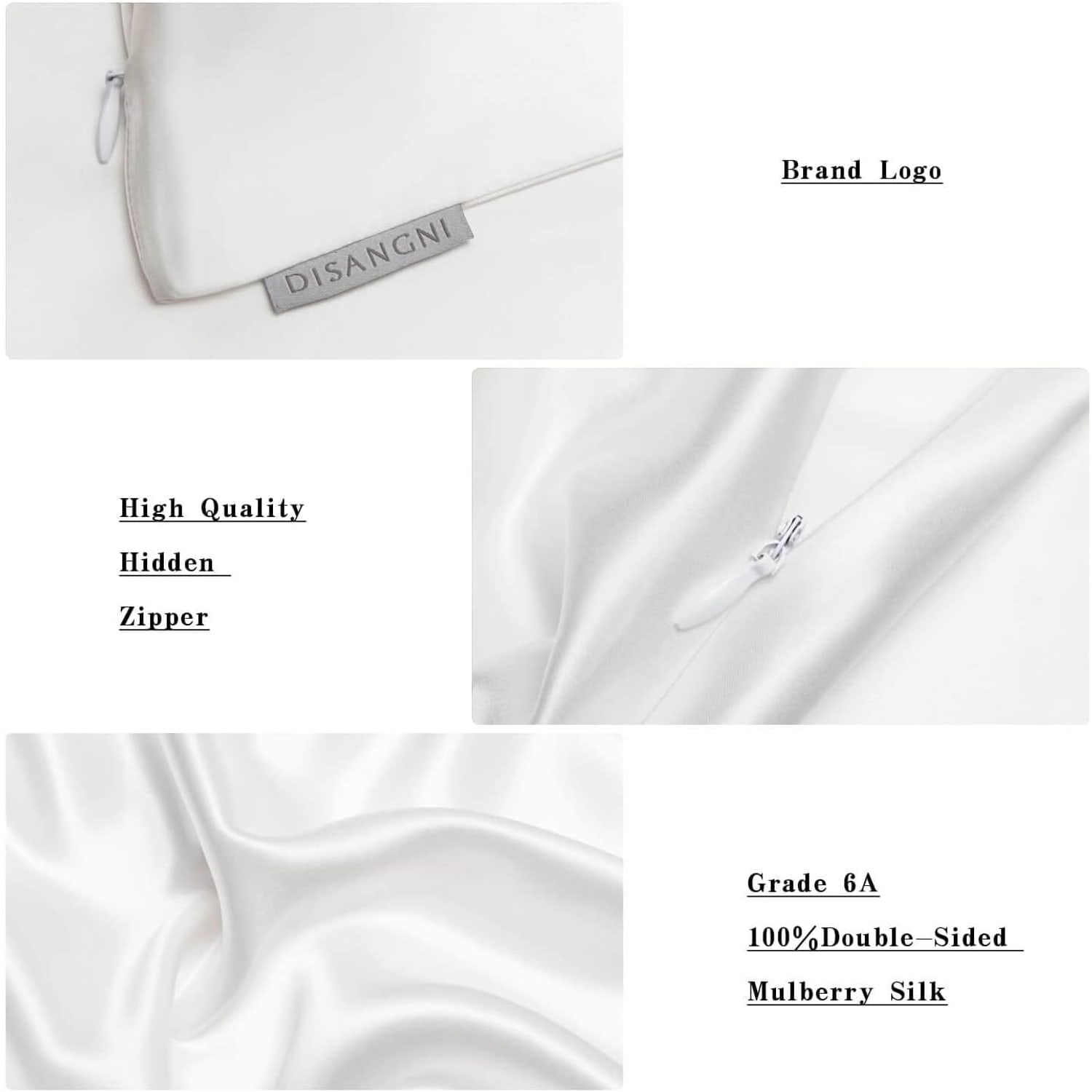 White 22 Momme Mulberry Silk Pillowcases, Standard Size, 2 Pack: image 5