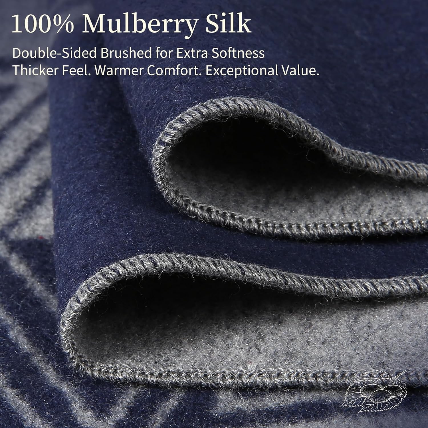 Brushed Mulberry Silk Scarf in Grey Blue: image 2