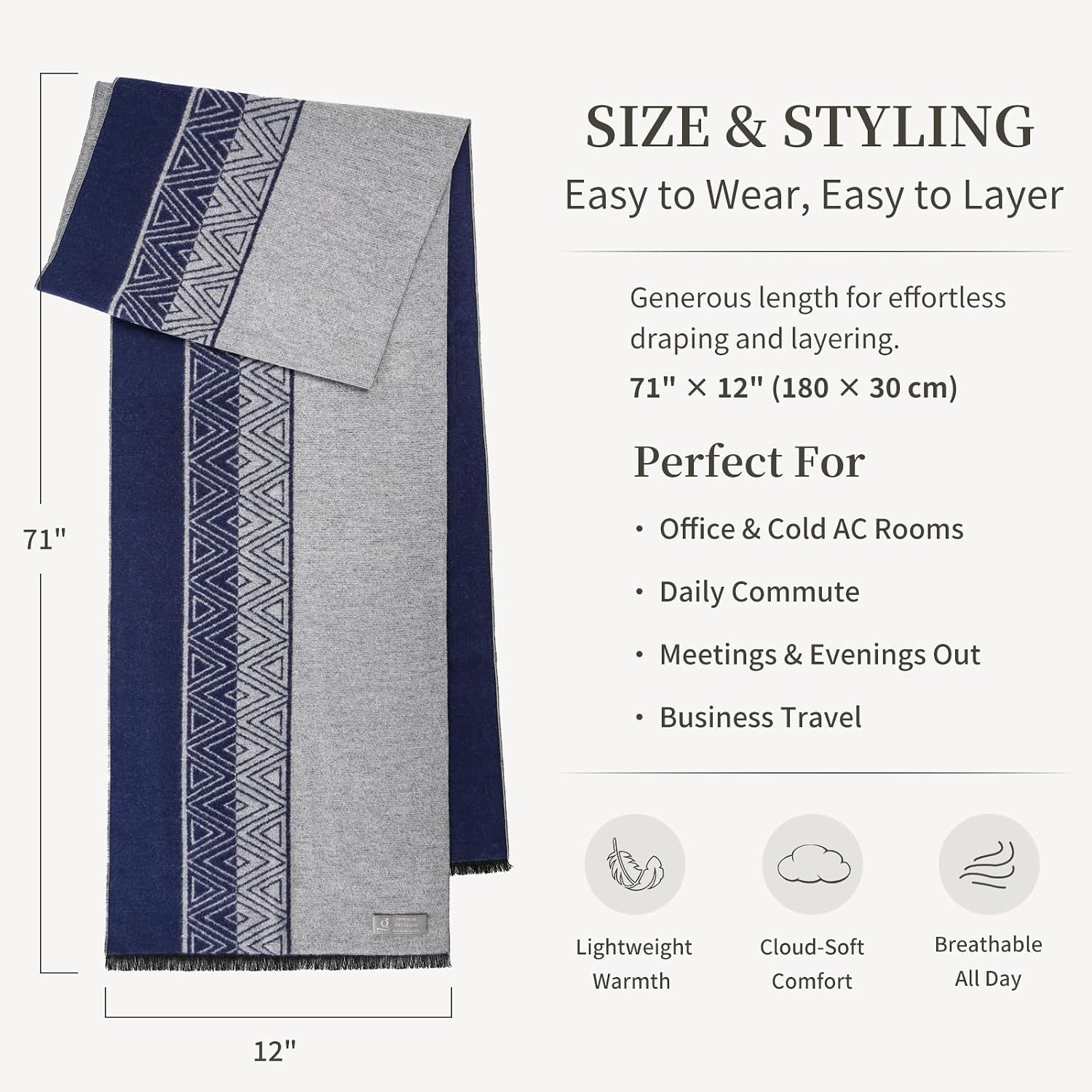 Brushed Mulberry Silk Scarf in Grey Blue: image 3