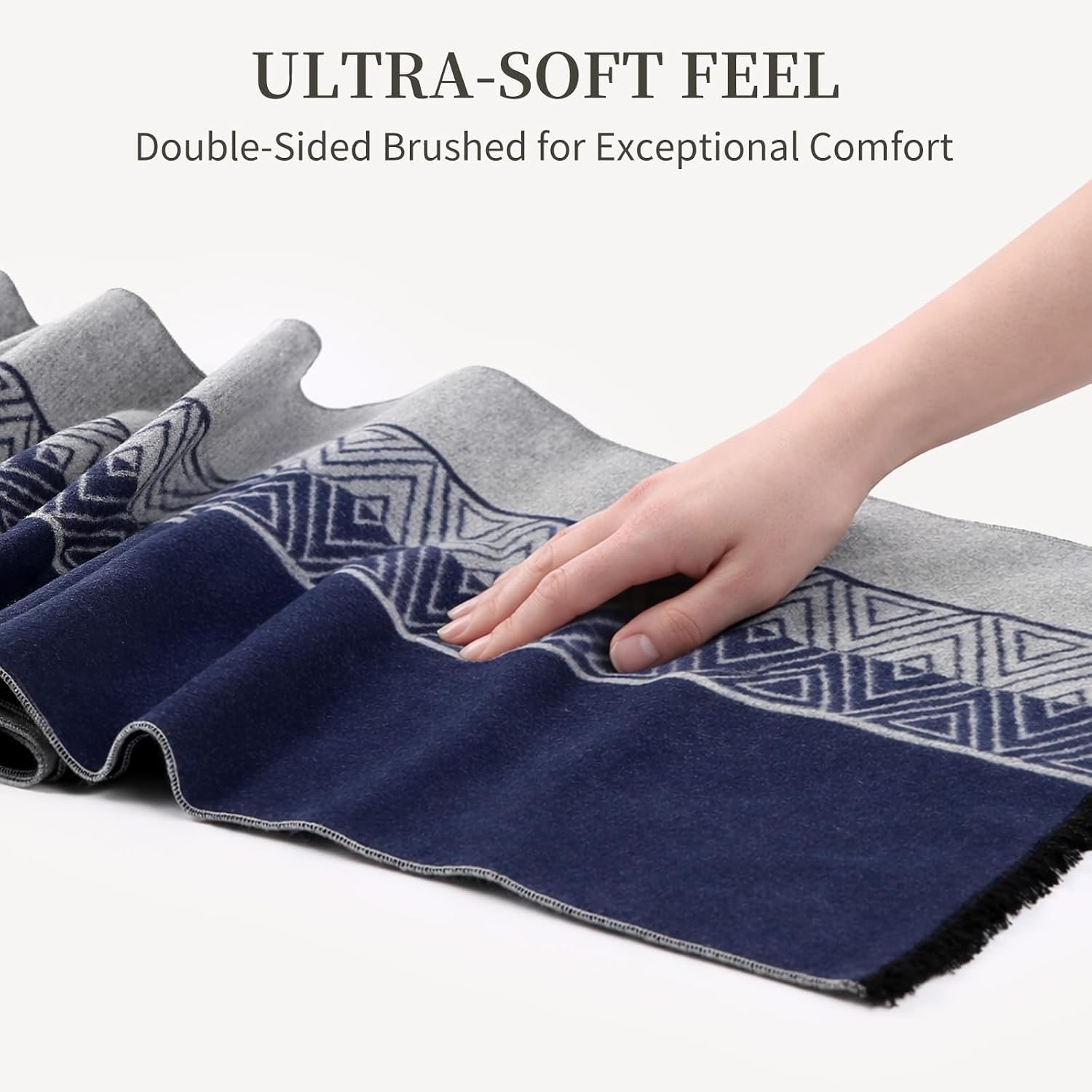 Brushed Mulberry Silk Scarf in Grey Blue: image 4