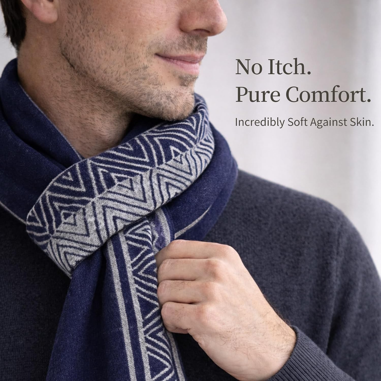 Brushed Mulberry Silk Scarf in Grey Blue: image 7