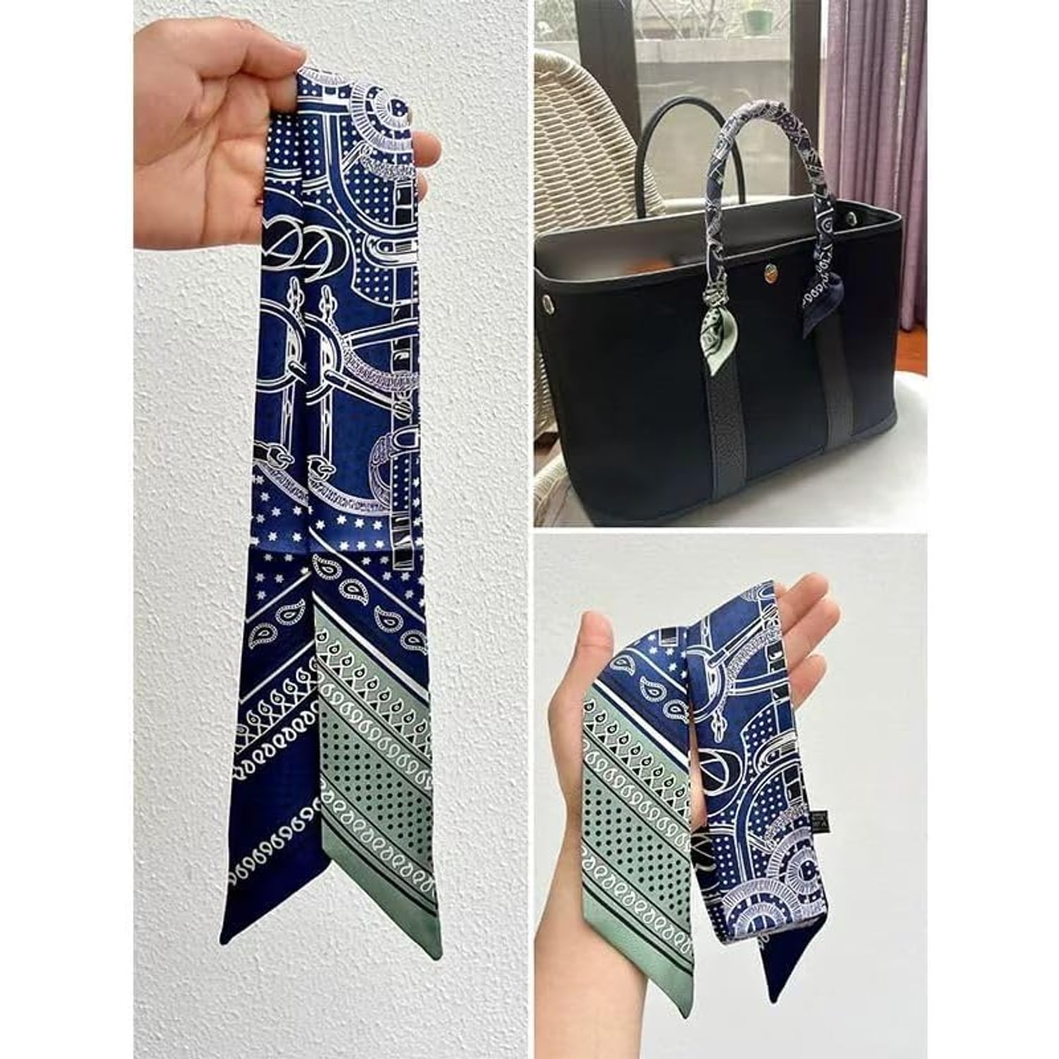 Mulberry Silk Twill Handbag Scarf, Dark Blue