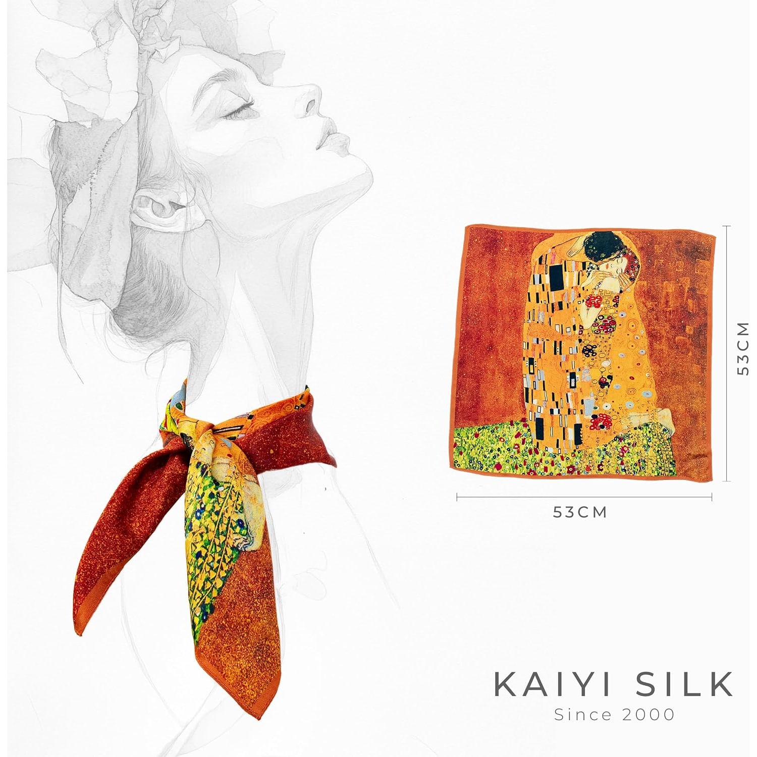 Small Square Mulberry Silk Scarf 53cm: image 4