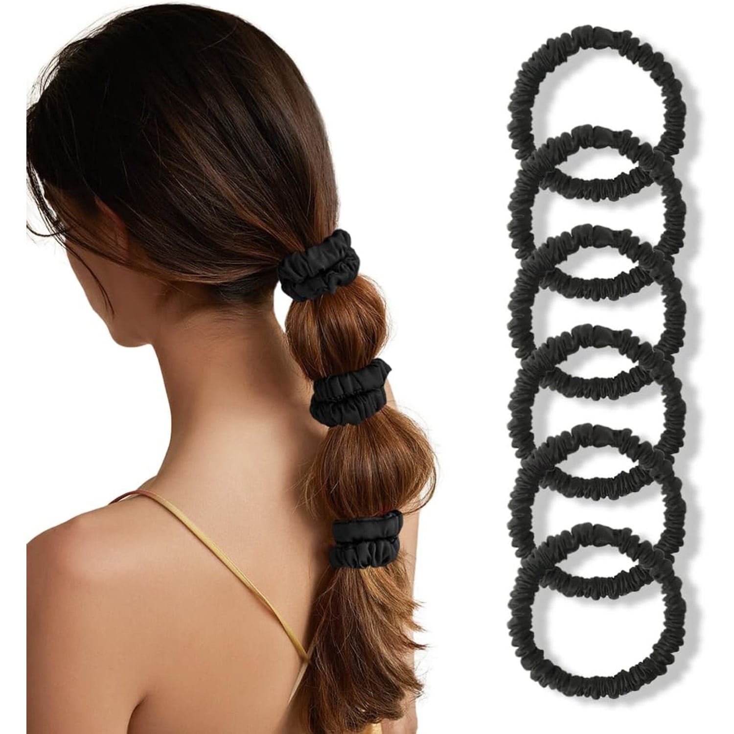 Black Mulberry Silk Scrunchies 6 Pack: image 2