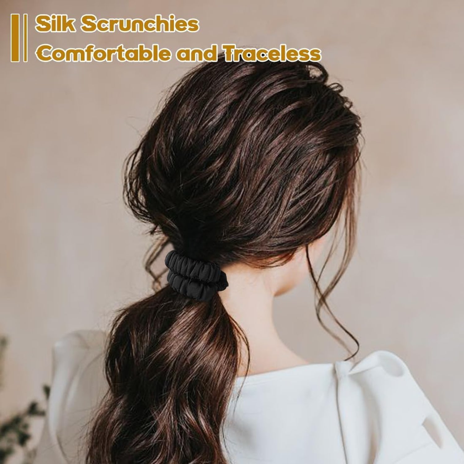 Black Mulberry Silk Scrunchies 6 Pack: image 4