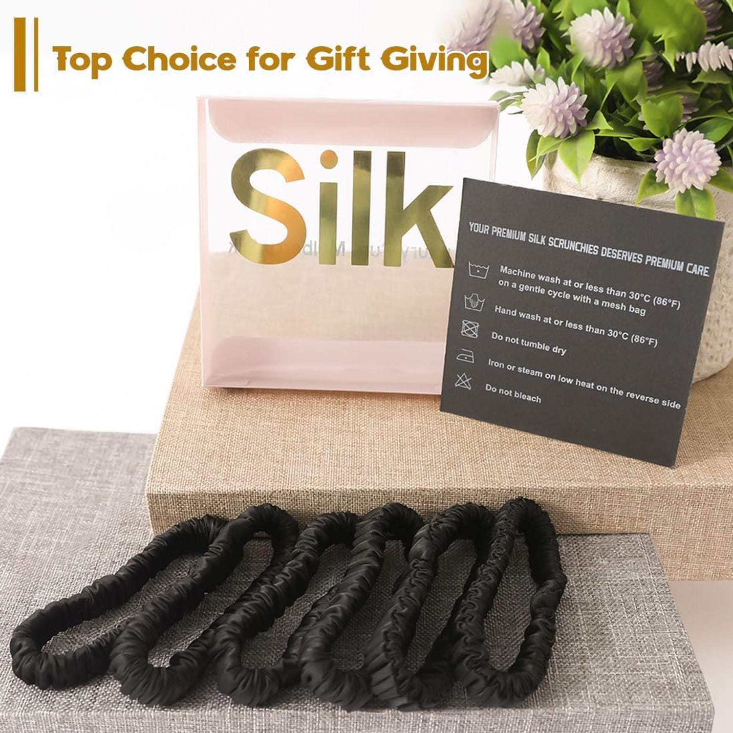 Black Mulberry Silk Scrunchies 6 Pack: image 5