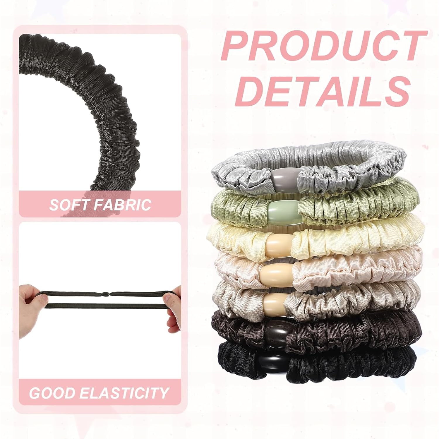 Brown Mulberry Silk Hair Ties 4 Pack