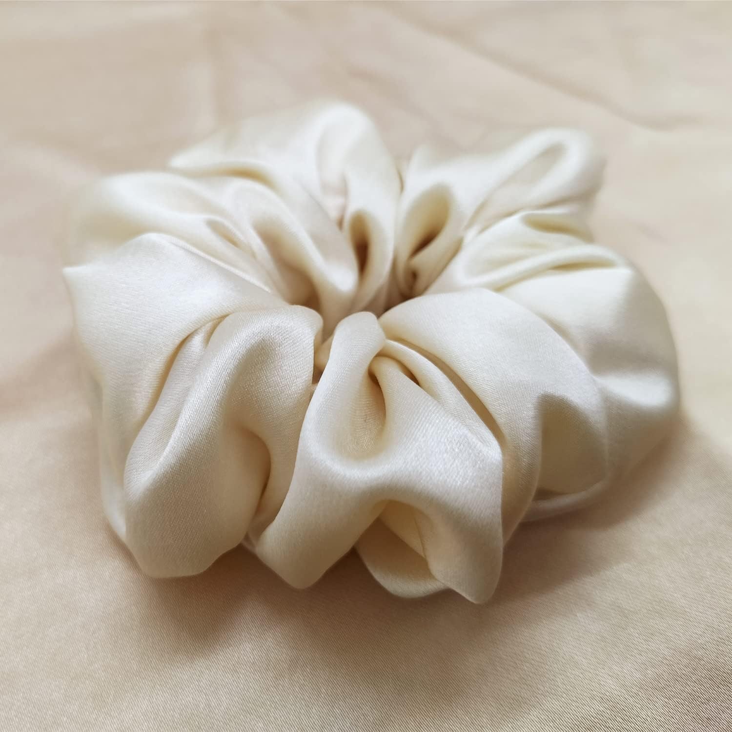 Large Silk Scrunchies 3 Pack (Black, Apricot, Champagne): image 3