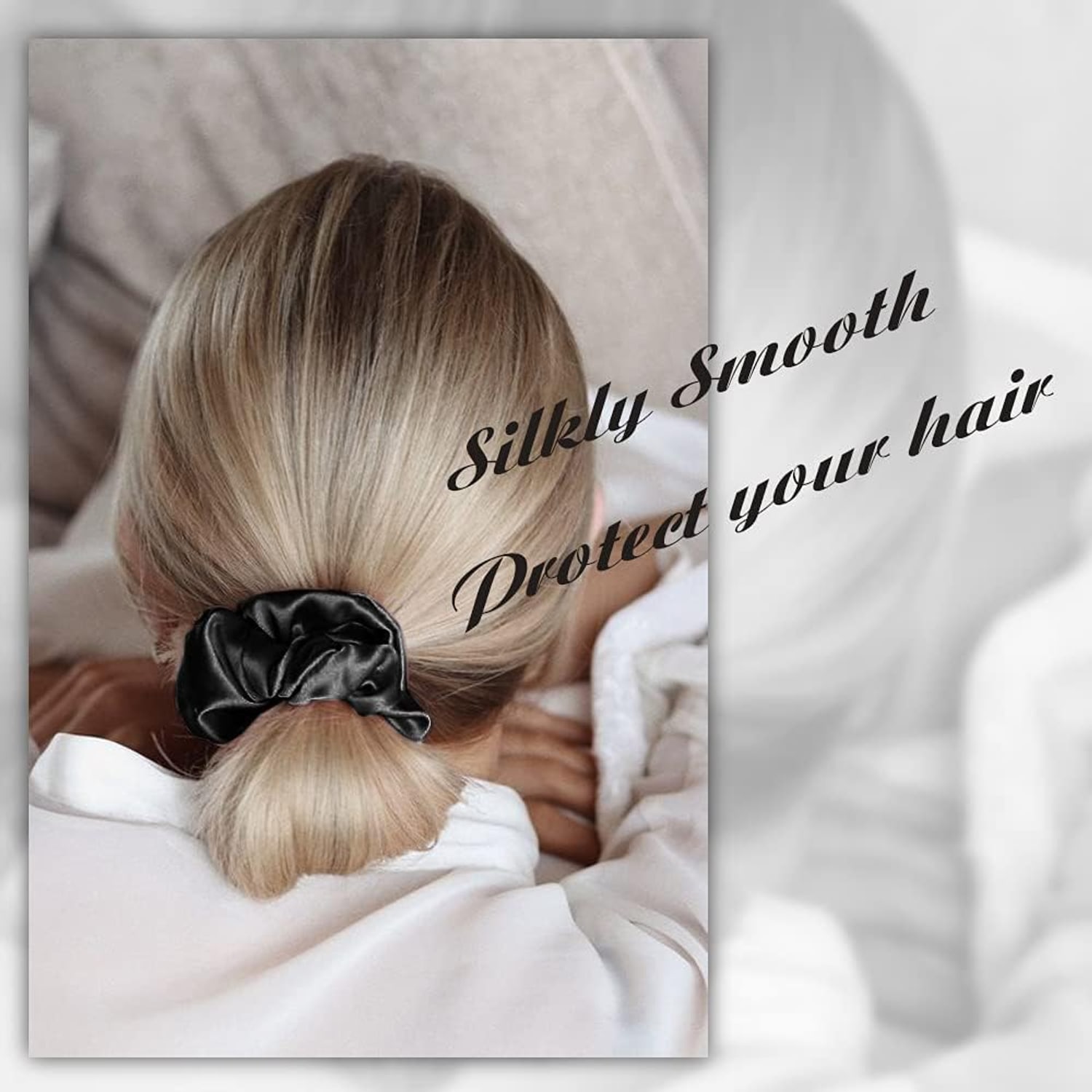 Large Silk Scrunchies 3 Pack (Black, Apricot, Champagne): image 7