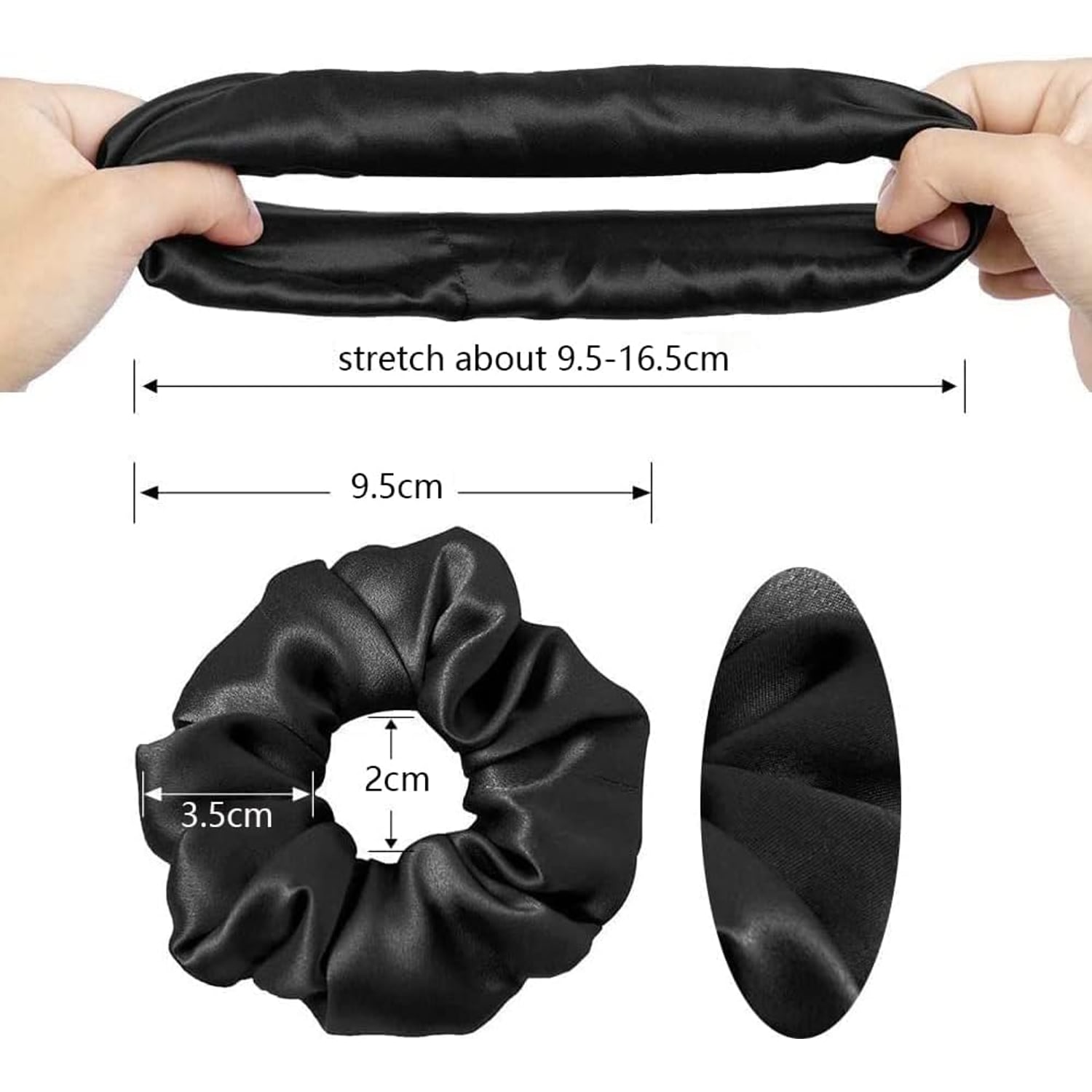 Large Silk Scrunchies 3 Pack (Black, Apricot, Champagne): image 8