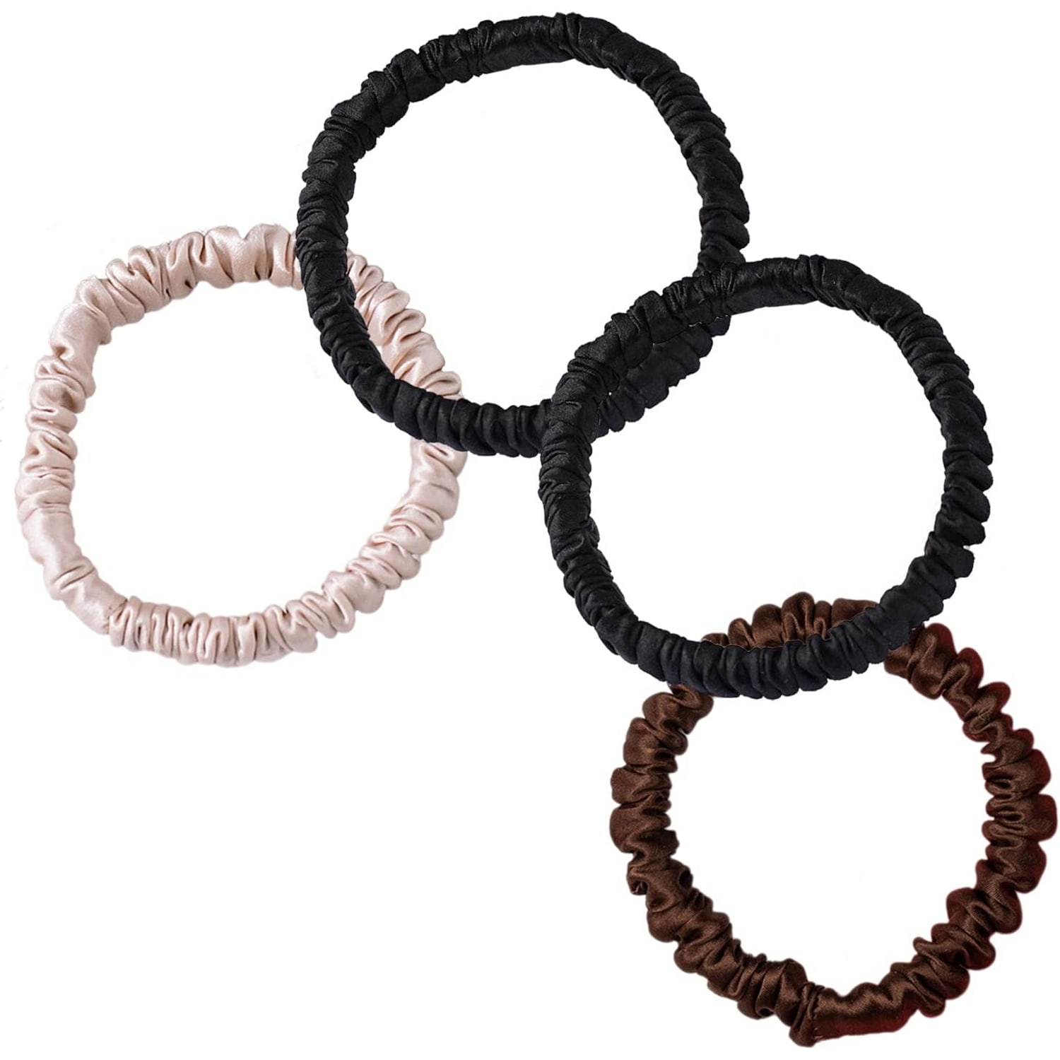 Skinny Mulberry Silk Scrunchies 4 Pack