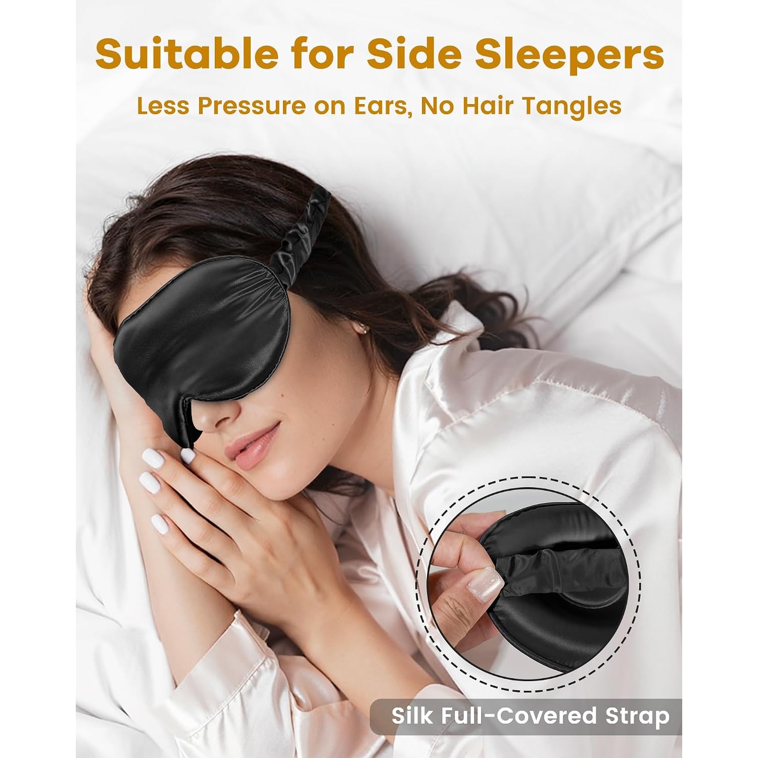 22 Momme Contoured Silk Sleep Mask, Black