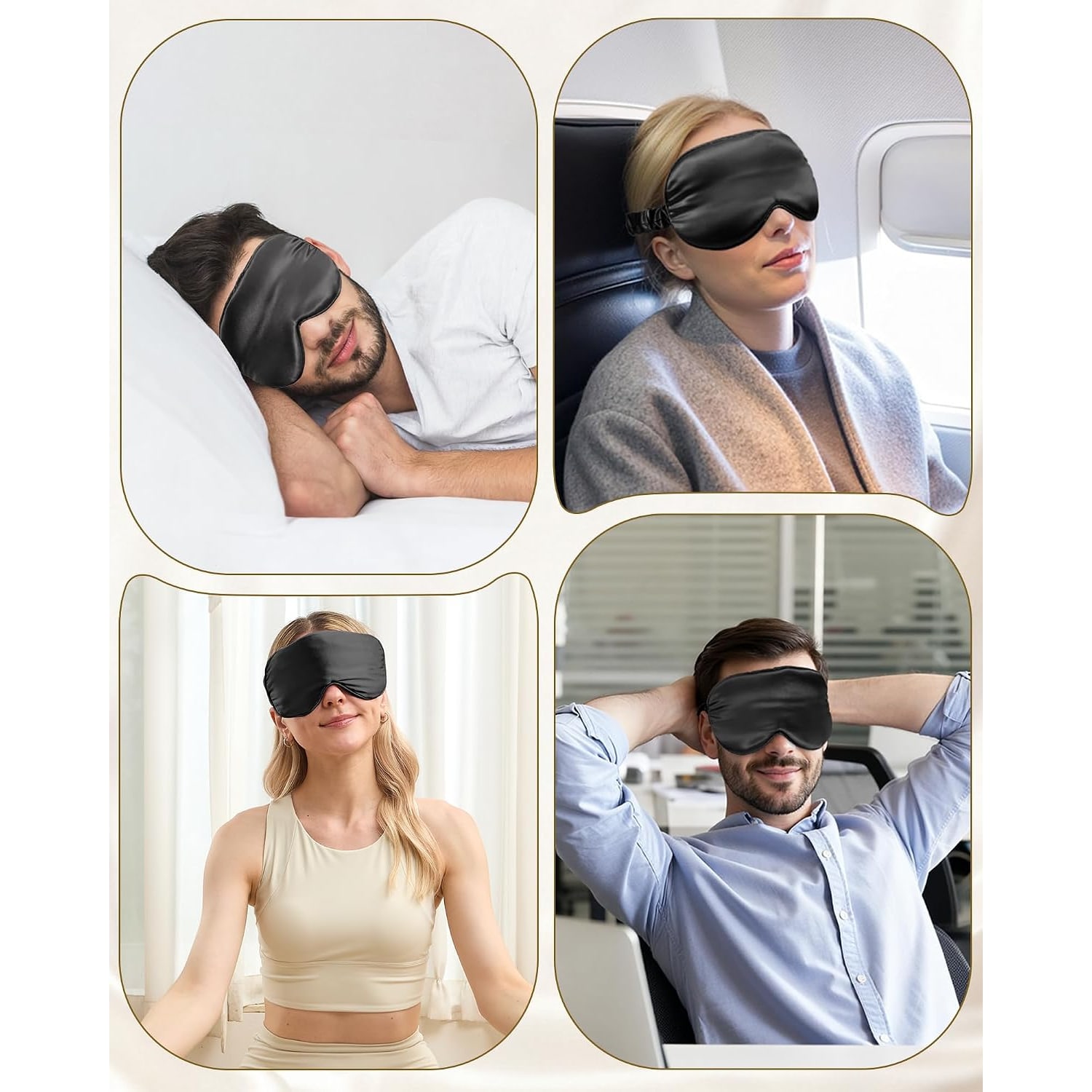 22 Momme Contoured Silk Sleep Mask, Black: image 7