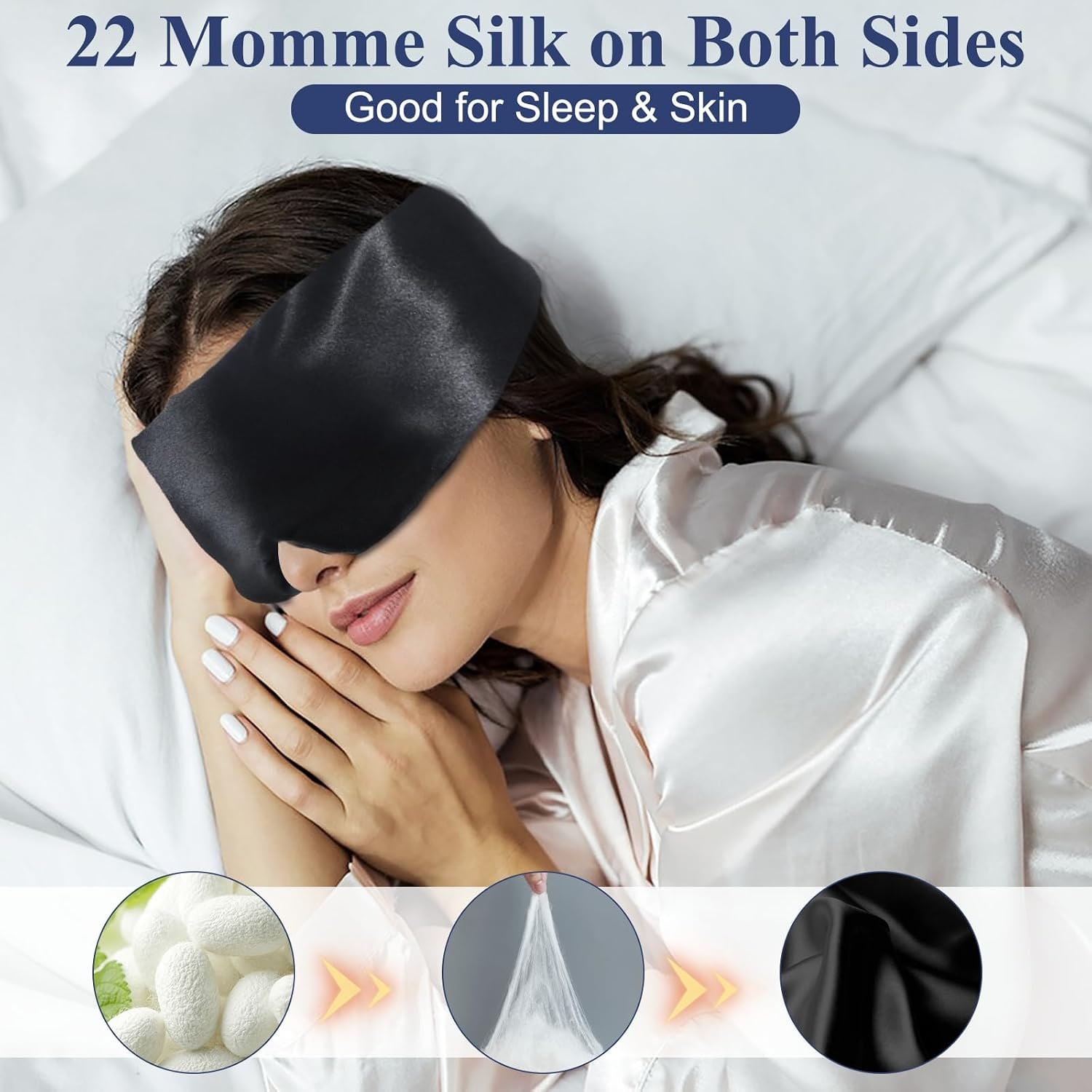 Black 22 Momme Silk Eye Mask: image 2
