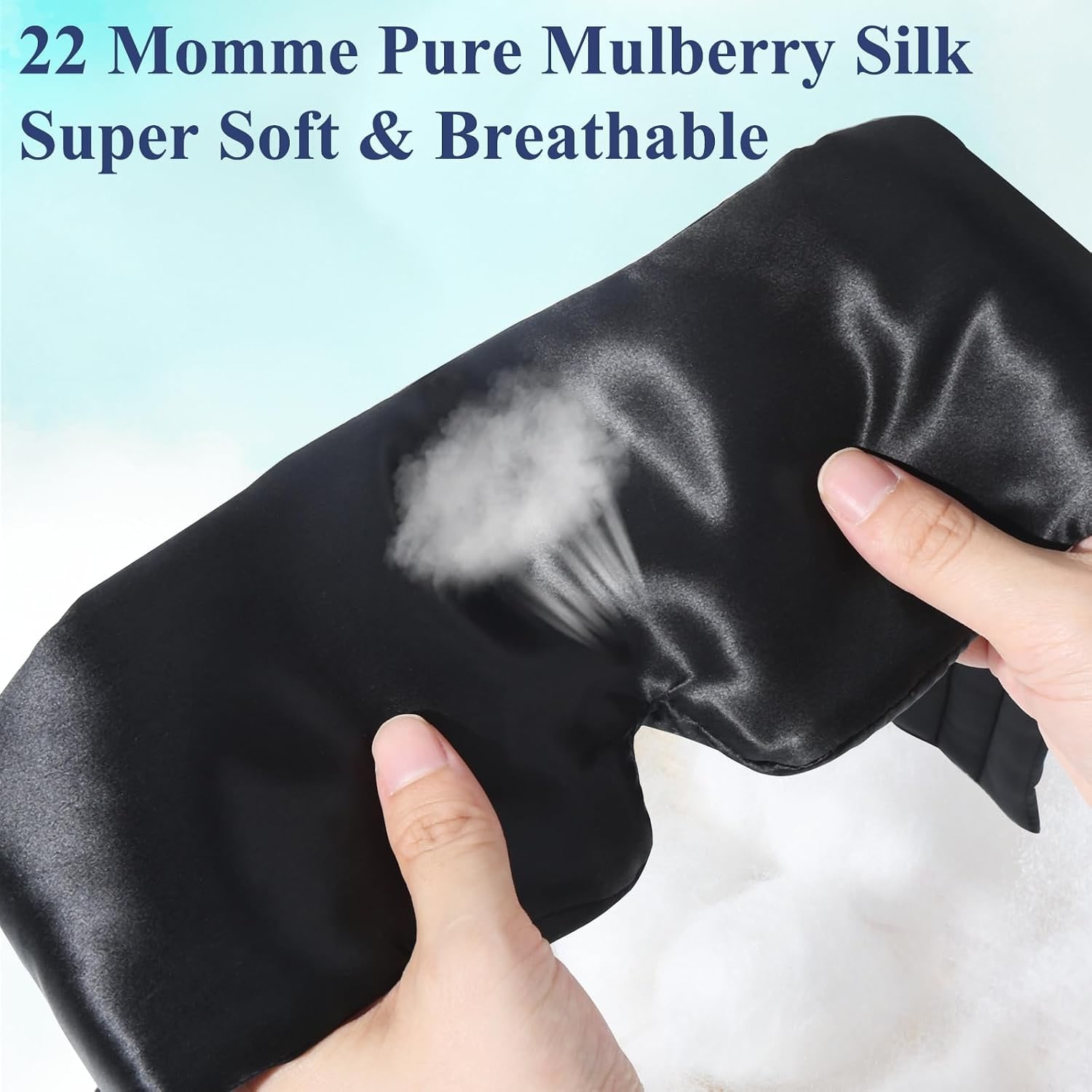 Black 22 Momme Silk Eye Mask: image 6