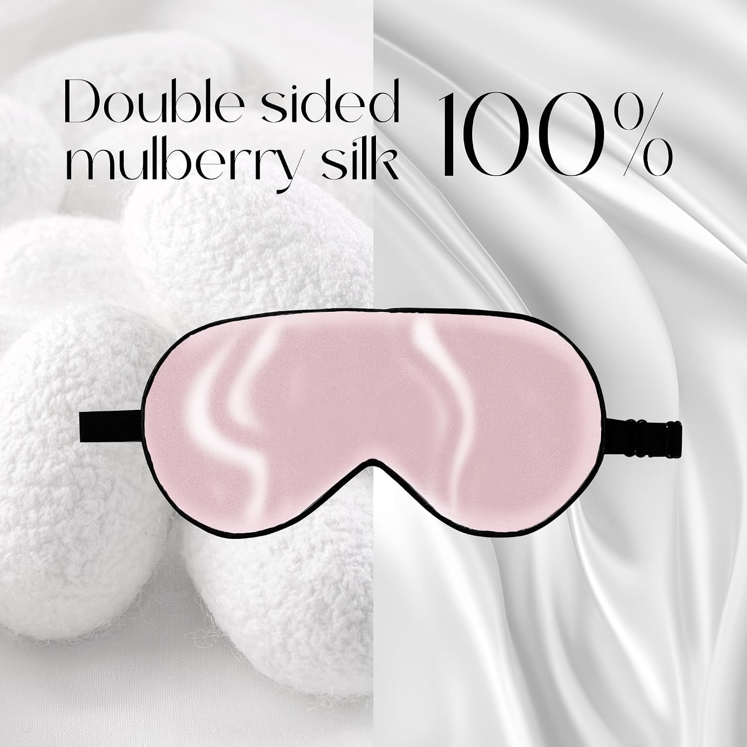 Adjustable Mulberry Silk Sleep Mask 2 Pack (Navy Blue and Pink): image 2