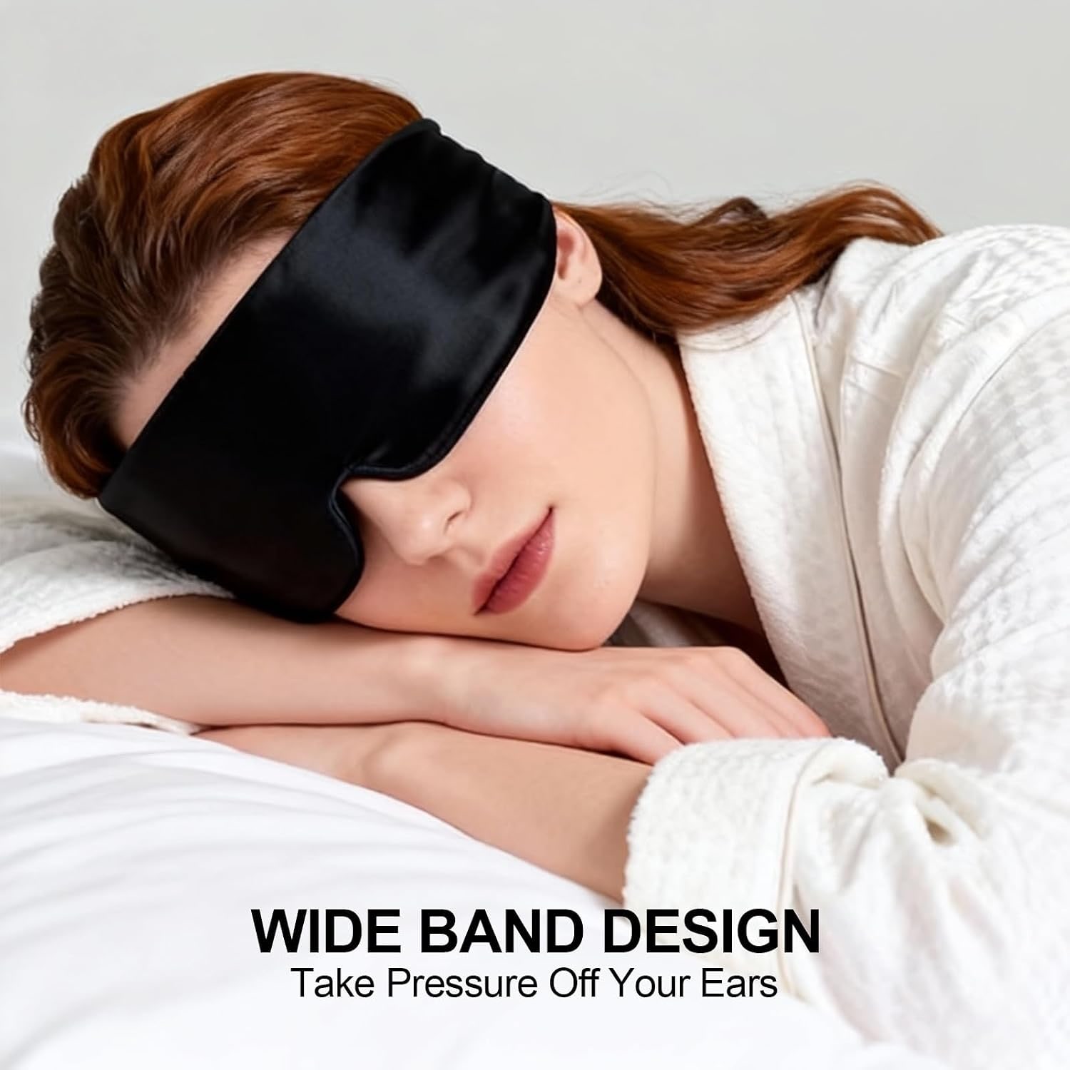 Black 19 Momme Silk Eye Mask for Side Sleepers