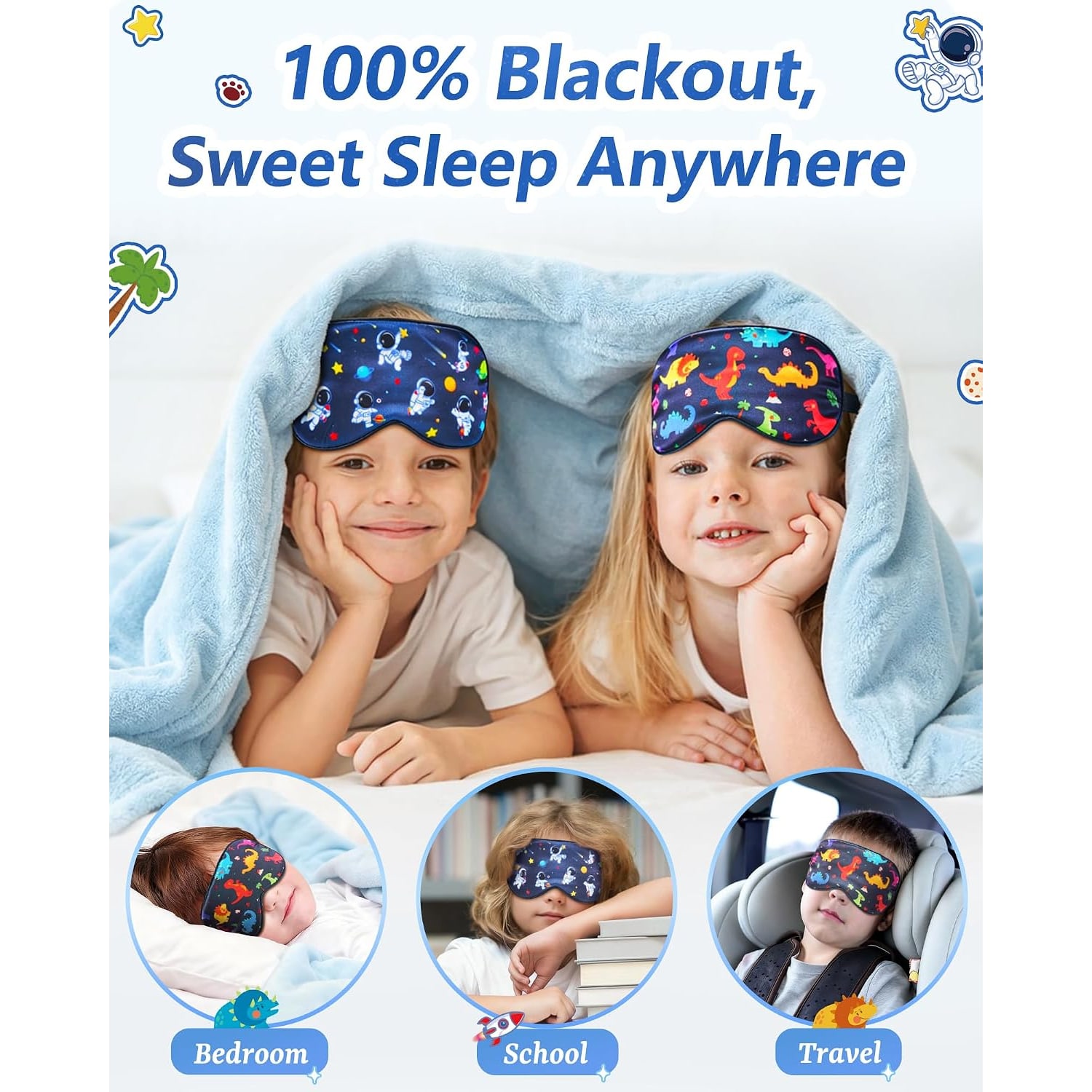 Kids Mulberry Silk Sleep Mask 2 Pack: image 5