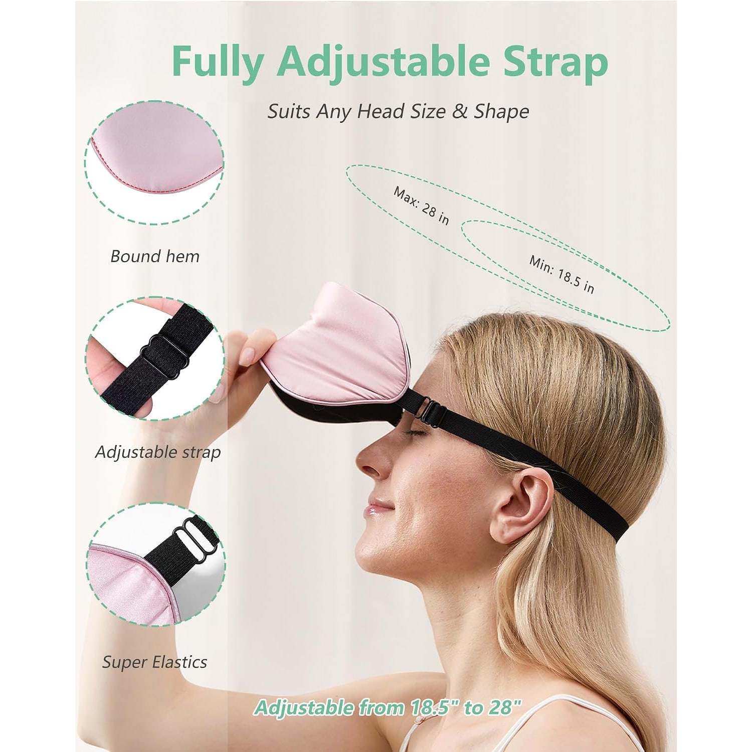 Mulberry Silk Sleep Mask 2 Pack (Black & Pink): image 4