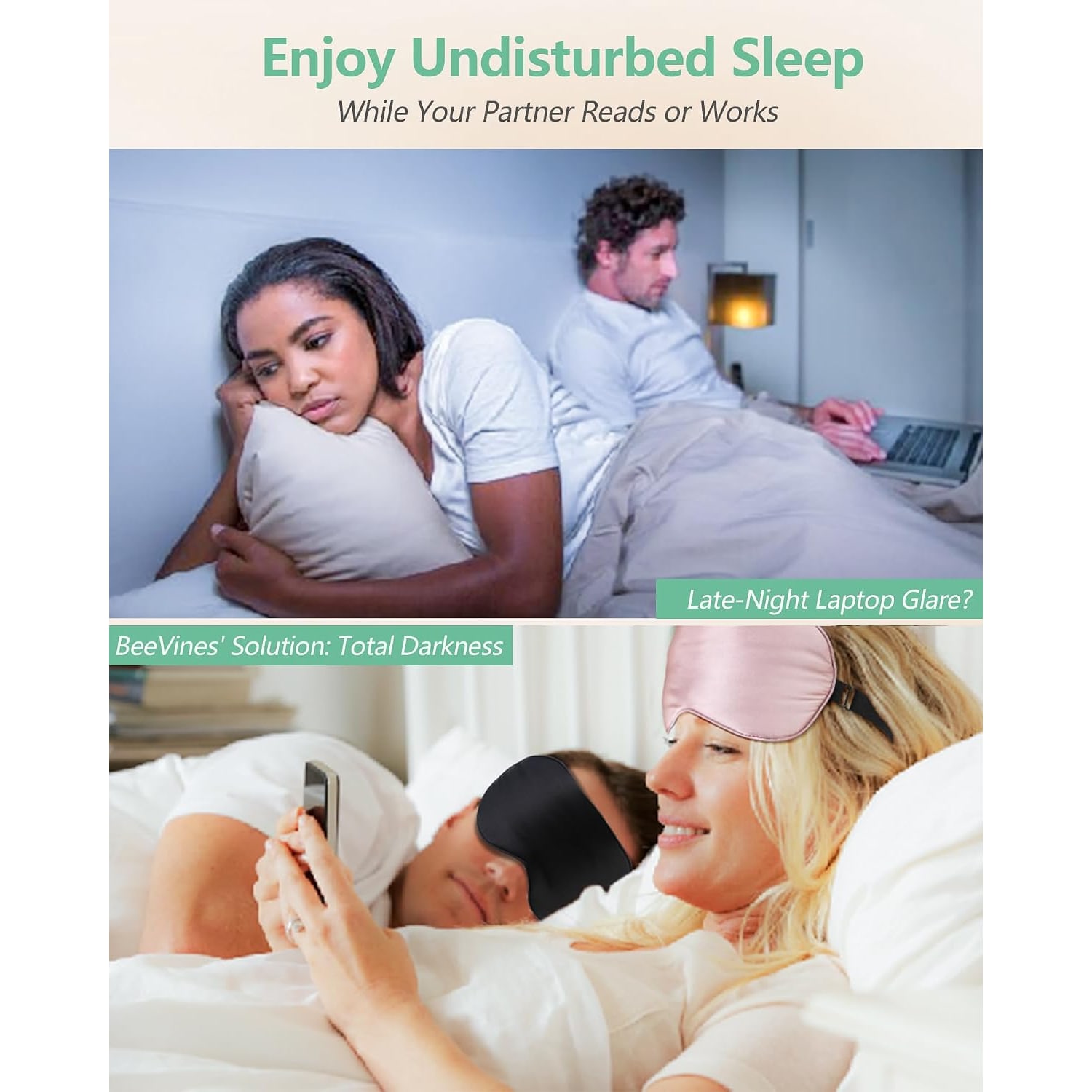 Mulberry Silk Sleep Mask 2 Pack (Black & Pink): image 5