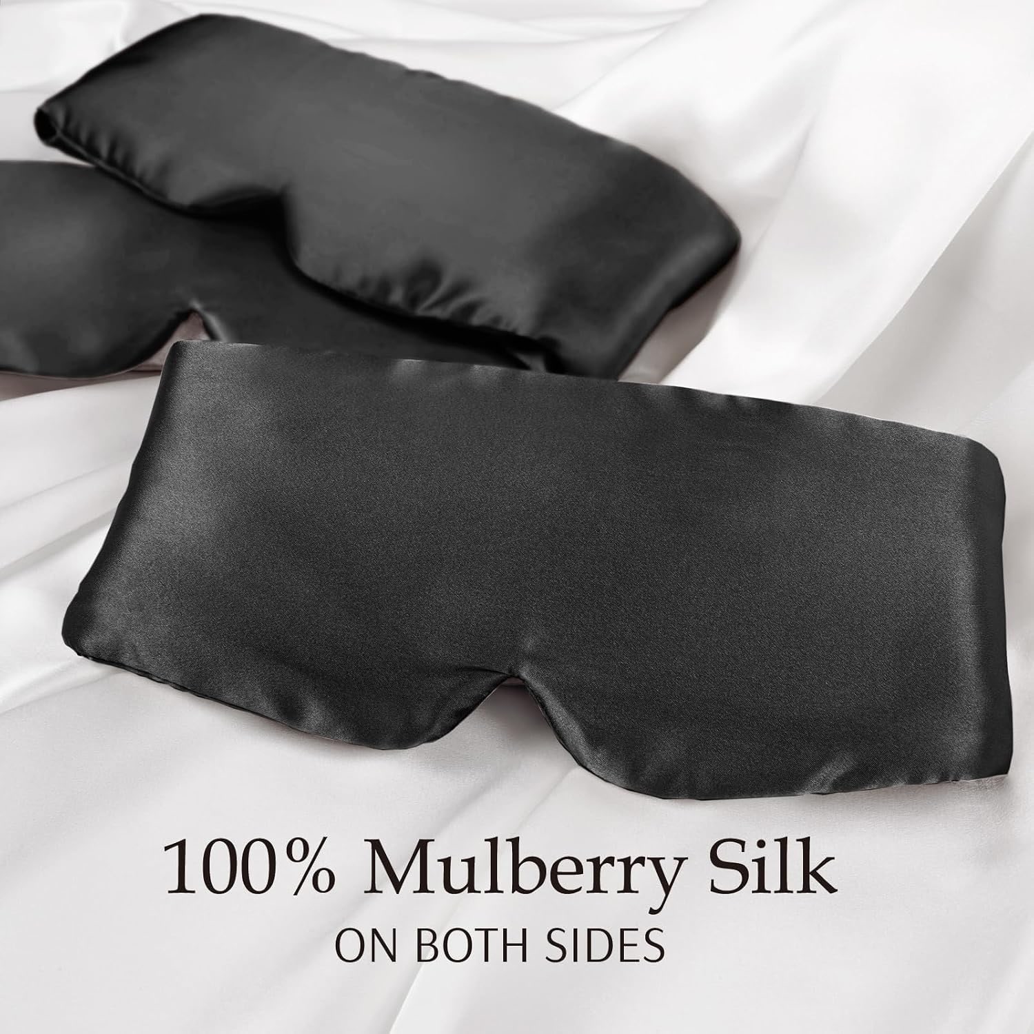 Wide Band Mulberry Silk Sleep Mask (Black): image 2
