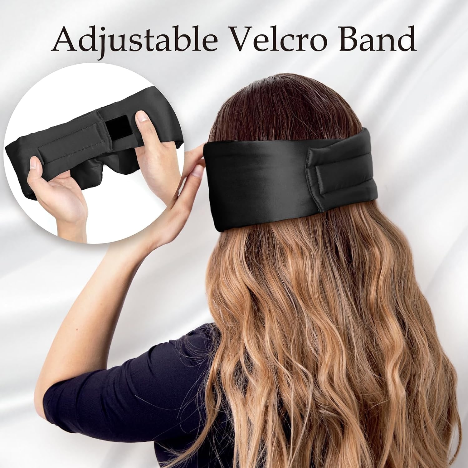 Wide Band Mulberry Silk Sleep Mask (Black): image 3