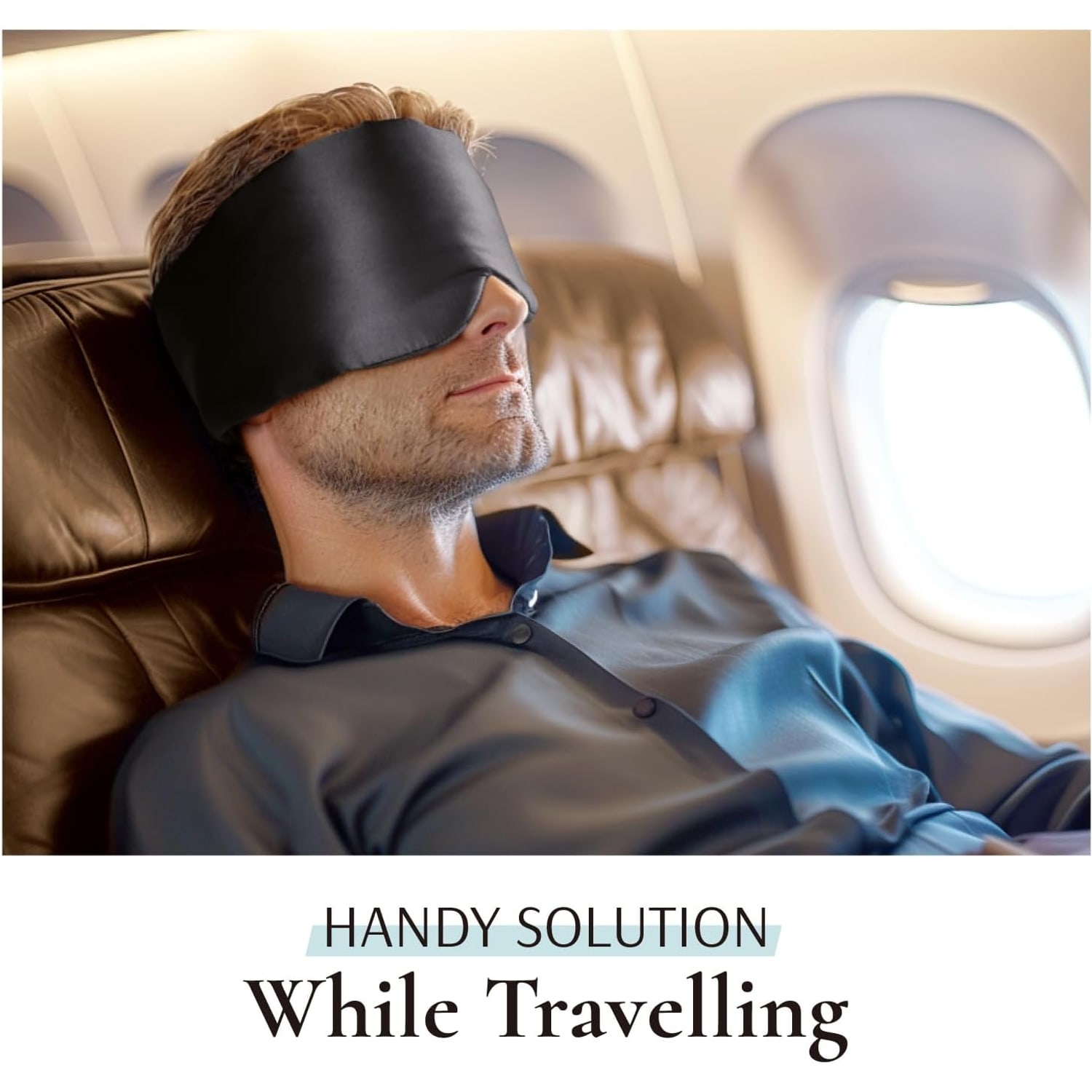 Wide Band Mulberry Silk Sleep Mask (Black): image 5